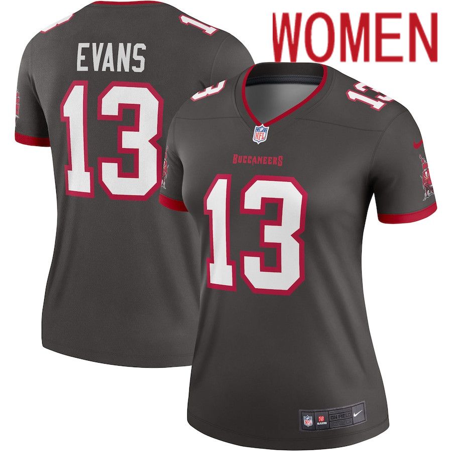 Women Tampa Bay Buccaneers #13 Mike Evans Nike Pewter Alternate Legend NFL Jersey->women nfl jersey->Women Jersey